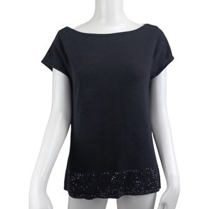 ANN KLEIN Black Sparkle Wool Sweater